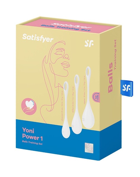 Набір йоні намистин Satisfyer Yoni Power 1 White, діаметр 2-2,5-3см, вага 22-46-74гр , SO6735 SO6735 фото