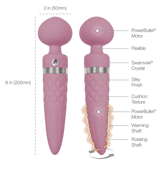 Вибромассажер 2в1 PILLOW TALK - Sultry Pink, классический массажер и вибратор с ротацией, подогрев Розовый SO2717 SO2717 фото
