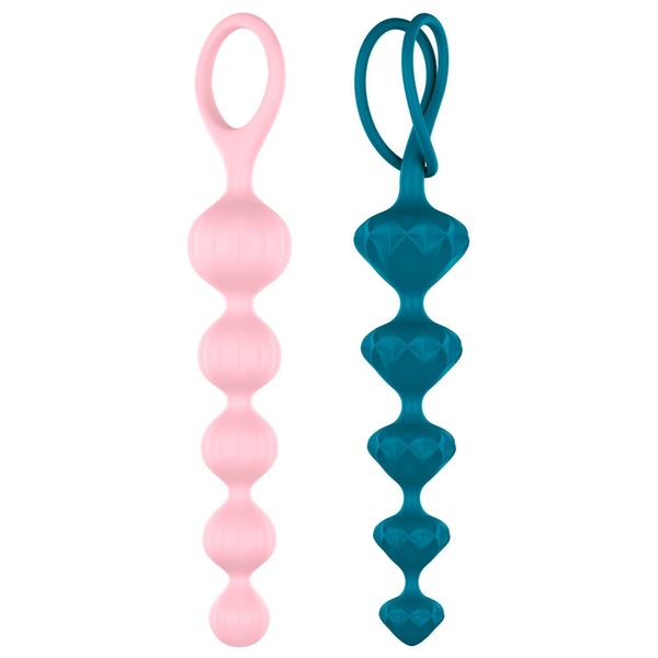 Набор анальных бус Satisfyer Beads Colored, силикон , макс. диаметр 3,3см и 3,5см Розовый/синий SO2739 SO2739 фото