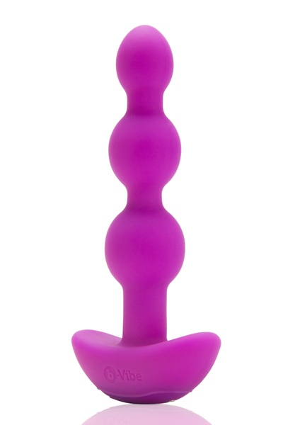 Анальные шарики с пультом, 2 мотора B-Vibe TRIPLET ANAL BEADS, фуксия , BV-005 FUC