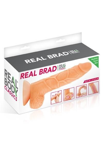 Фаллоимитатор с подвижной крайней плотью Real Body - Real Brad, диаметр 4,5см, TPE Телесный SO1889 SO1889 фото