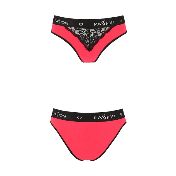 Трусики з широкою гумкою і мереживом Passion PS001 PANTIES M, red-black , SO4168