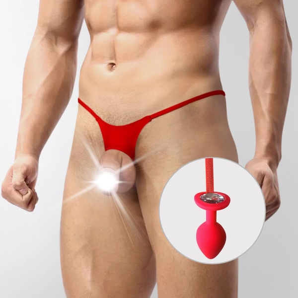 Чоловічі труси XS-2XL із силіконовою анальною пробкою Art of Sex - Joni plug panties size S Red , SO6173 SO6173 фото