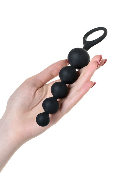 Набір анальних намистин Satisfyer Beads Black, силікон, макс. діаметр 3,3 см та 3,5 см Чорний, SO2740 SO2740 фото