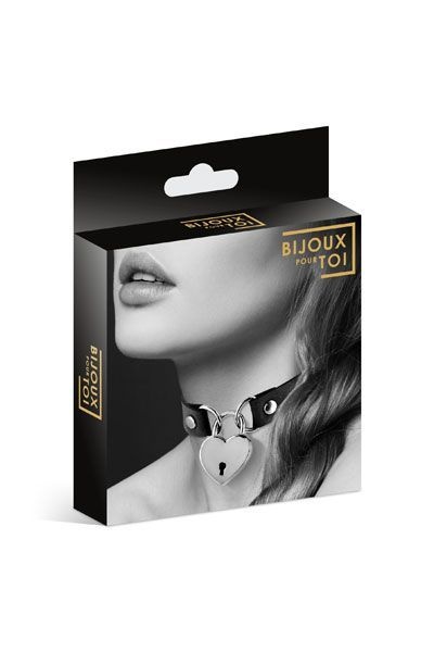 Чокер с замочком-сердечком Bijoux Pour Toi - HEART LOCK Black, экокожа Черный SO1883 SO1883 фото