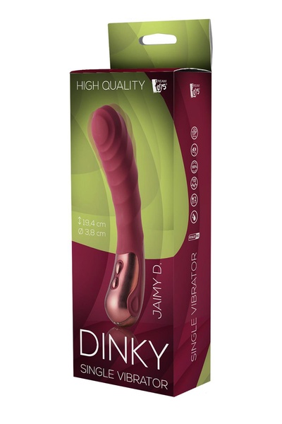 Вибратор для точки G рельефный, Dream Toys Dinky Single Vibrator Jaimy D, бордовый , DT21962