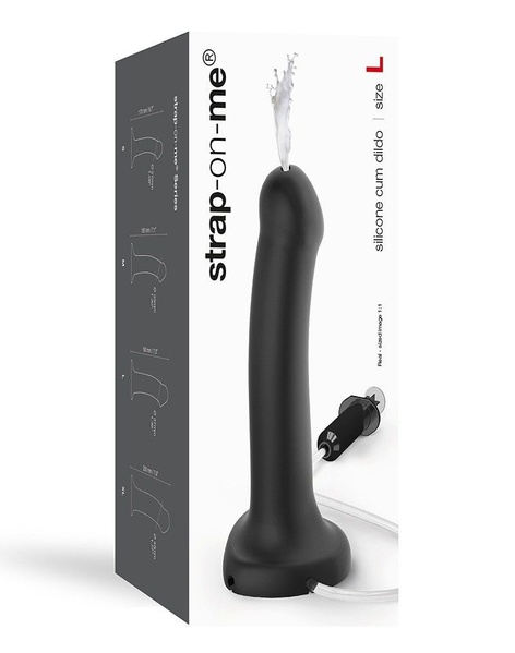 Фалоімітатор, що кінчає Strap-On-Me Dildo Cum Black, діаметр 3,6 см, силікон, насадка для страпону Чорний, SO2705 SO2705 фото