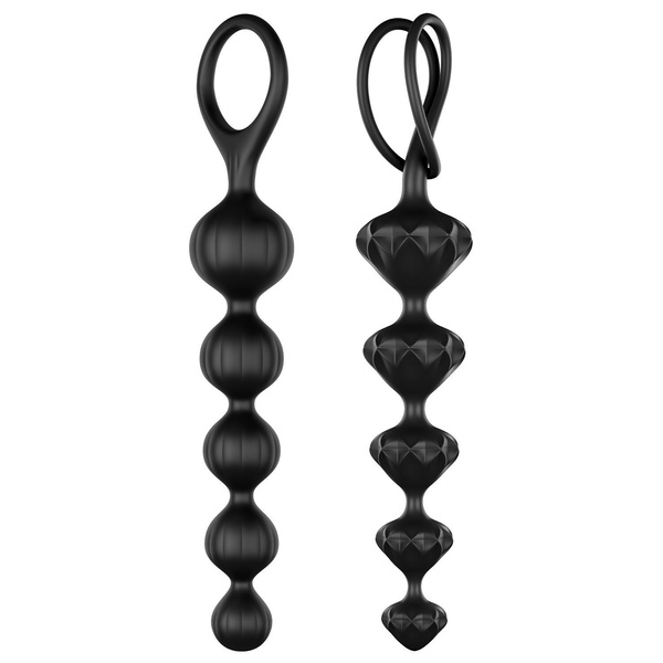 Набір анальних намистин Satisfyer Beads Black, силікон, макс. діаметр 3,3 см та 3,5 см Чорний, SO2740 SO2740 фото