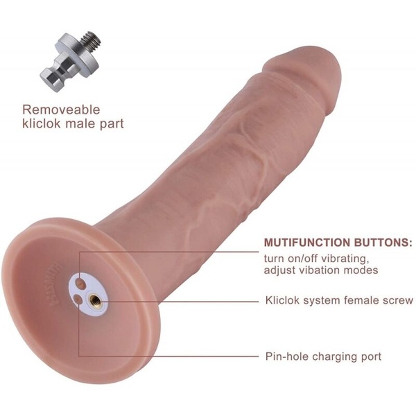 Фаллоимитатор 10.2″ с вибрацией для секс-машин Hismith Silicone Dildo with Vibe, KlicLok, пульт ДУ SO6211 SO6211 фото