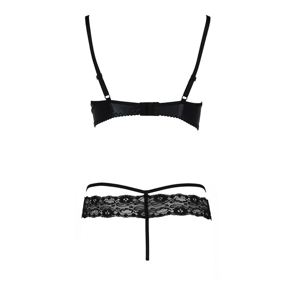 Комплект белья Passion Exclusive NORTH SET S/M, black, лиф и трусики с элементами под латекс Черный PS24008 PS24008 фото