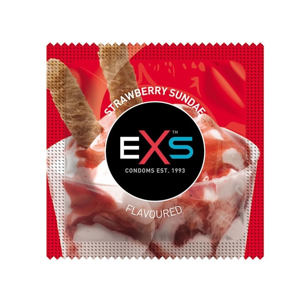 Презерватив EXS із смаком полуниці Flavoured strawberry sundae Веган за 5 шт., 04927/400exsmixflav