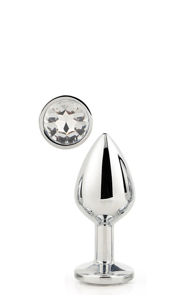 DT21785 Анальная пробка с камнем GLEAMING LOVE SILVER PLUG SMALL , DT21785