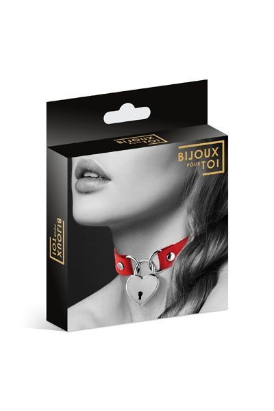 Чокер с замочком-сердечком Bijoux Pour Toi - HEART LOCK Red, экокожа Красный SO1884 SO1884 фото