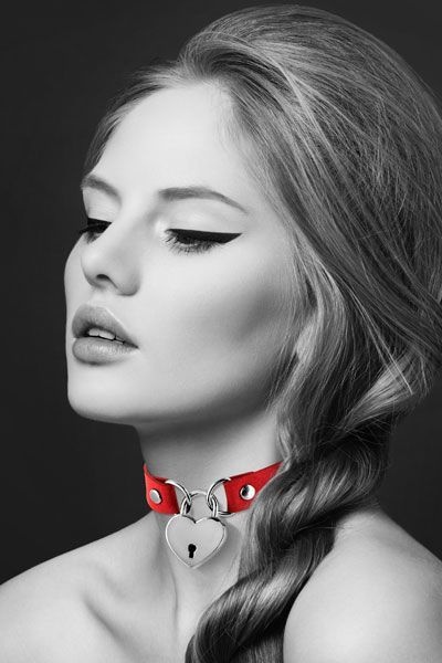 Чокер с замочком-сердечком Bijoux Pour Toi - HEART LOCK Red, экокожа Красный SO1884 SO1884 фото