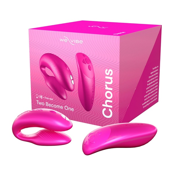 Смарт-вібратор для пар We-Vibe Chorus Cosmic Pink, сенсорне керування вібраціями стисненням пульта , SO6921 SO6921 фото