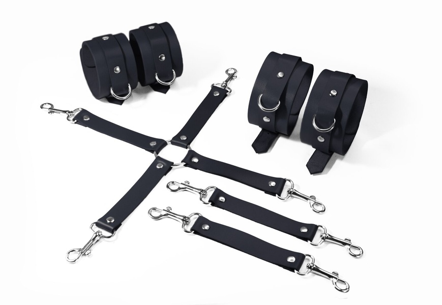 Набір для БДСМ 3 в 1 Feral Feelings BDSM Kit 3 Black, black, наручники, поножі, хрестовина , SO8269 SO8269 фото