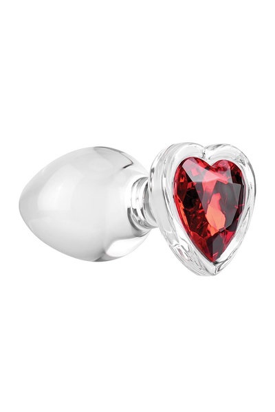 Скляна анальна пробка ADAM ET EVE RED HEART GEM GLASS PLUG LARGE , T840733