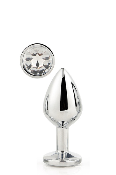 DT21786 Анальная пробка с камнем GLEAMING LOVE SILVER PLUG MEDIUM , DT21786