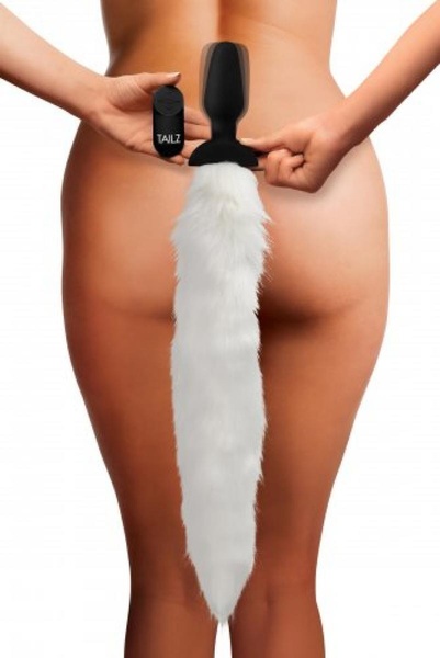 Анальна пробка Vibrating Anal Plug With Fox Tail з хвостом, М, 33765 / AG188