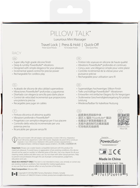 Роскошный вибратор Pillow Talk - Racy Teal с кристаллом Сваровски для точки G, подарочная упаковка Бирюзовый SO2720 SO2720 фото