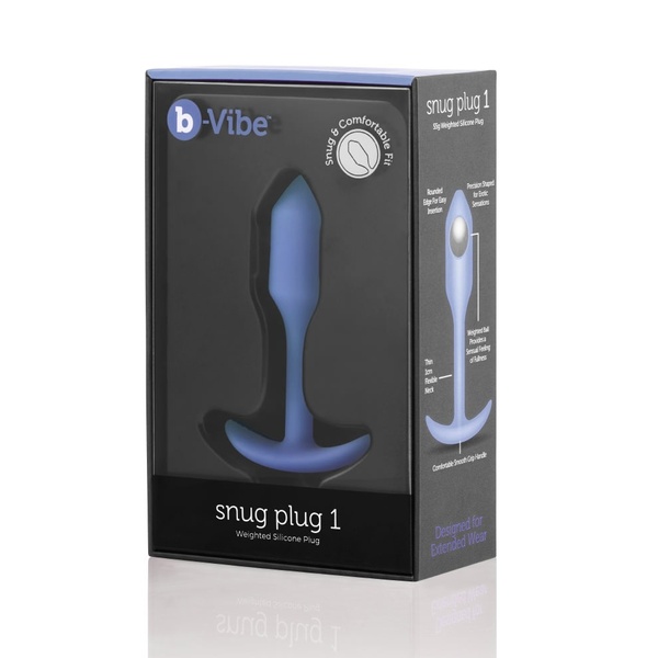 Анальна пробка із зміщеним центром ваги, S, B-vibe Snug Plug 1 фіолетова, 8.6 х 2.2 см, BV-007 VLT