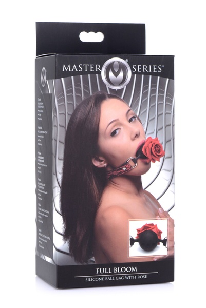 Кляп з трояндою Master Series: Eye-Catching Ball Gag With Rose, чорно-червоний , SO8794 SO8794 фото