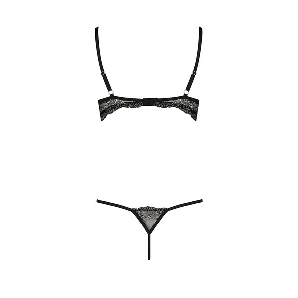 Комплект белья Passion Exclusive VALERY SET OpenBra L/XL, black, стрепи, трусики, открытый лиф Чорний, PS25104 PS25104 фото