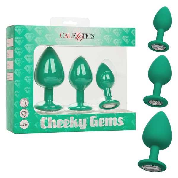 Набір анальних пробок Cheeky Gems 3 розміри, зелені LMOCE14654-1 фото