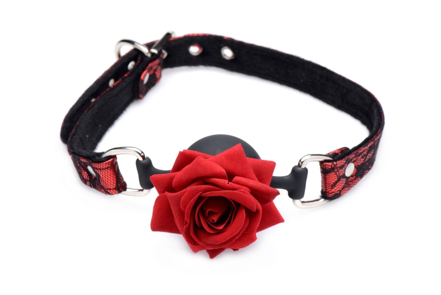 Кляп с розой Master Series: Eye-Catching Ball Gag With Rose, черно-красный SO8794 SO8794 фото