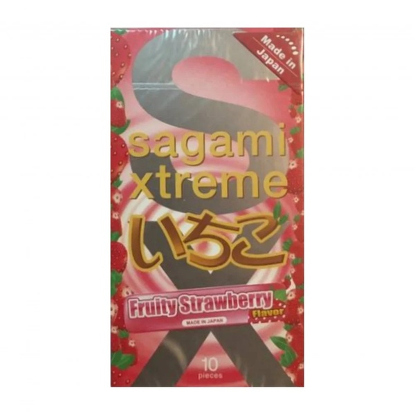 Ультратонкі презервативи із натурального латексу Sagami Xtreme Strawberry, 10 шт, 0,04 мм, 11854 11854 фото