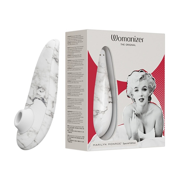 Вакуумний стимулятор клітора Womanizer Marilyn Monroe White Marble LMOW44003 фото