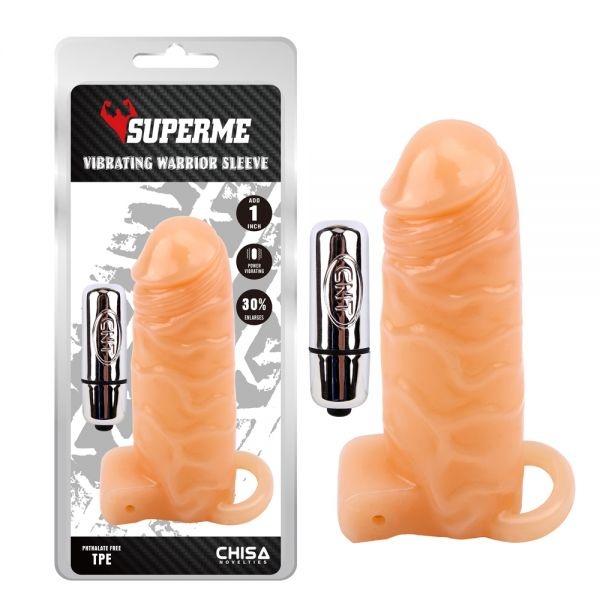 Насадка с вибро беж Chisa Superme Vibrating Warrior Sleeve , CH14591