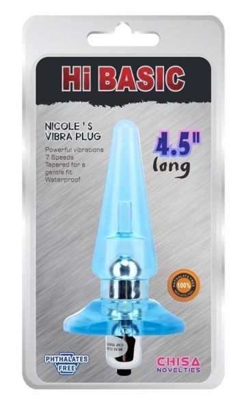 Анальна вібропробка NICOLE'S Vibra Plug 4.5-Blue , CH10502