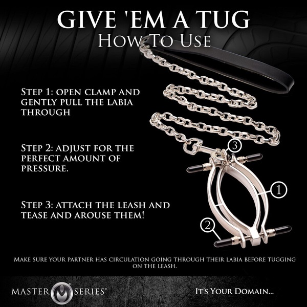 Зажим для половых губ Master Series: Pussy Tugger Adjustable Vagina Clamp with Chain SO8797 SO8797 фото