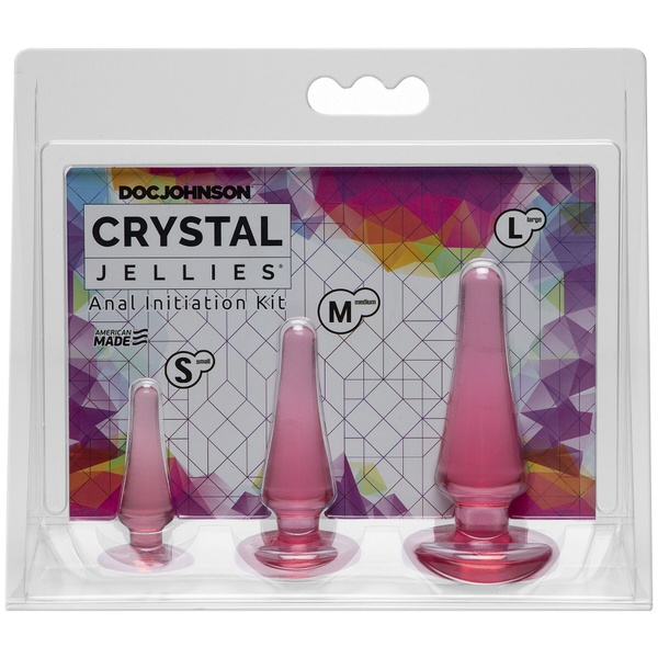 Набор анальных пробок Doc Johnson Crystal Jellies - Pink, макс. диаметр 2см - 3см - 4см Розовый SO1975 SO1975 фото