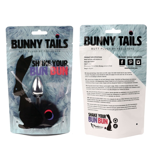 Анальна пробка FeelzToys - Bunny Tails Butt Plug Black , SO5063