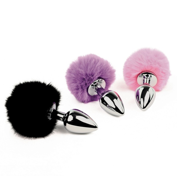 Анальна пробка FeelzToys - Bunny Tails Butt Plug Black , SO5063