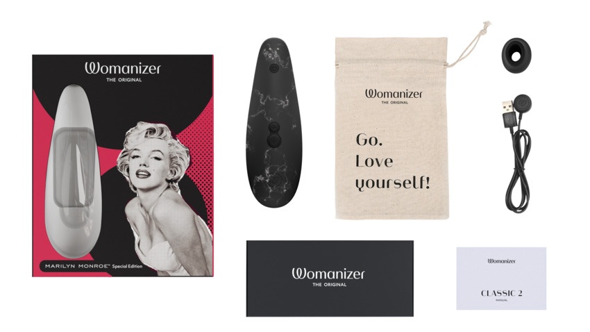 Вакуумний стимулятор клітора Womanizer Marilyn Monroe Black Marble , W44099