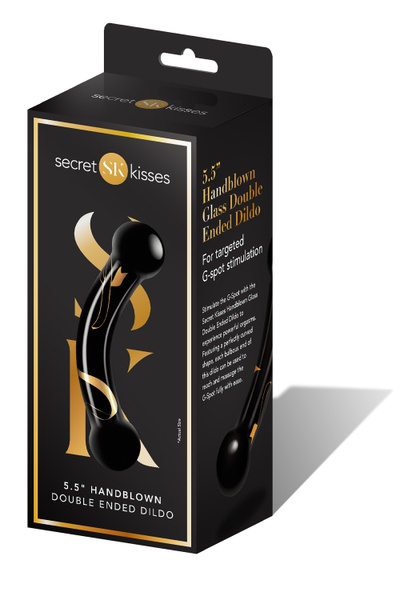 Стеклянный двухсторонний фаллоимитатор SECRET KISSES 5.5" HANDBLOWN DOUBLE ENDED DILDO , T160628