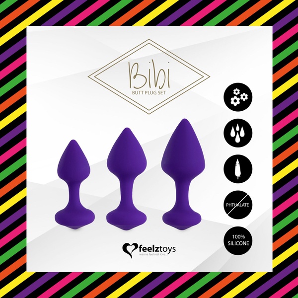 Набор силиконовых анальных пробок FeelzToys - Bibi Butt Plug Set 3 pcs Purple SO5064 SO5064 фото