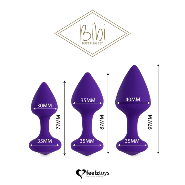 Набор силиконовых анальных пробок FeelzToys - Bibi Butt Plug Set 3 pcs Purple SO5064 SO5064 фото