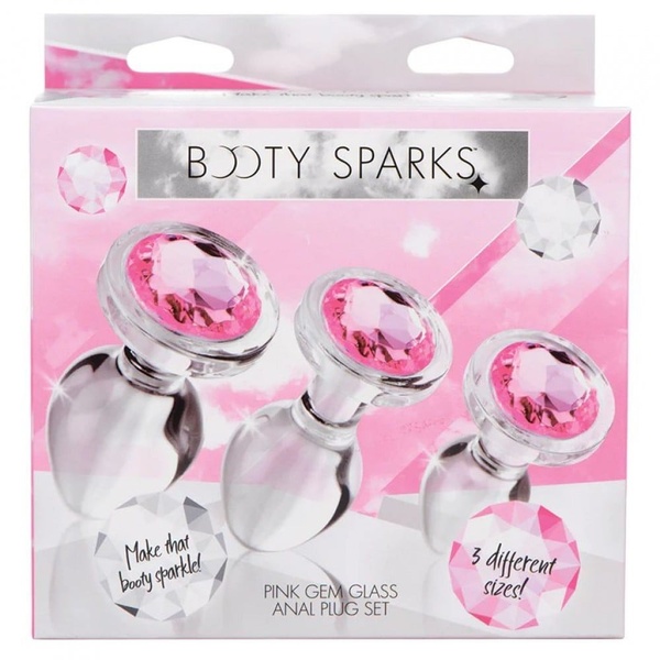 Набір анальних пробок Pink Gem Glass Anal Plug Set зі скла, AG37374