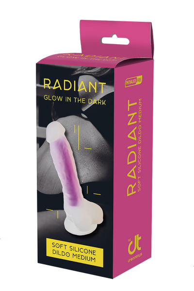 Фалоімітатор Dream Toys, що світиться RADIANT SOFT SILICONE GLOW IN THE DARK DILDO MEDIUM PURPLE, DT22047