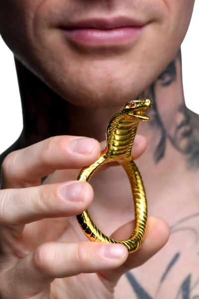 Ерекційне кільце з головою кобри Master Series: Cobra King Golden Cock Ring , SO8799 SO8799 фото