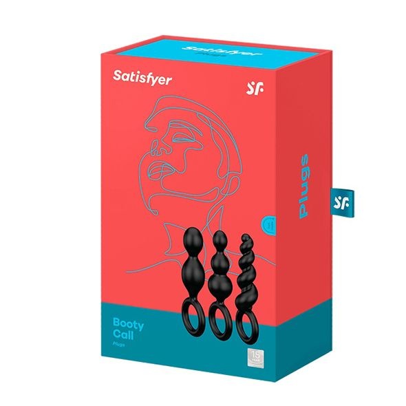 Набір анальних іграшок Satisfyer Plug black (set of 3) - Booty Call, макс. діаметр 3 см Чорний, SO2323 SO2323 фото