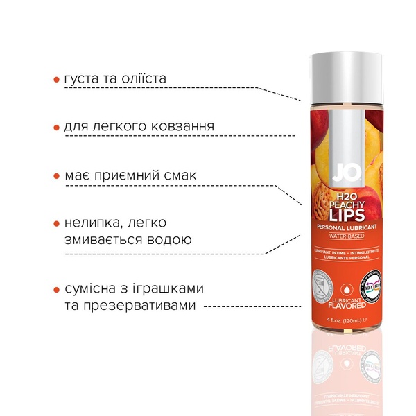 Смазка на водной основе System JO H2O — Peachy Lips (120 мл) без сахара, растительный глицерин SO1777 SO1777 фото