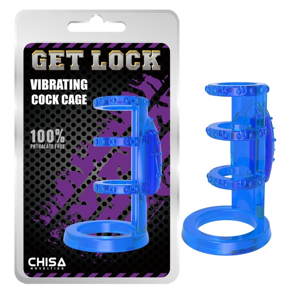 Насадка с вибрацией Chisa Get Lock Vibrating Cock Cage Blue , CH13036