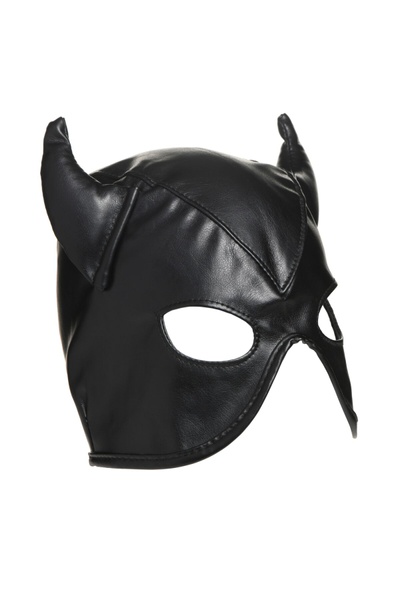 Маска з рогами Master Series: Dungeon Demon Bondage Mask with Horns, чорна , SO8800 SO8800 фото