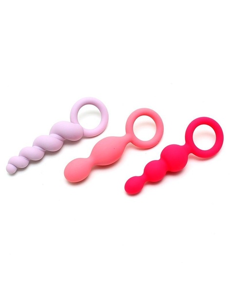 Набор анальных игрушек Satisfyer Plugs colored (set of 3) - Booty Call, макс. диаметр 3 см Розовый/пурпурный/фиолетовый SO2324 SO2324 фото