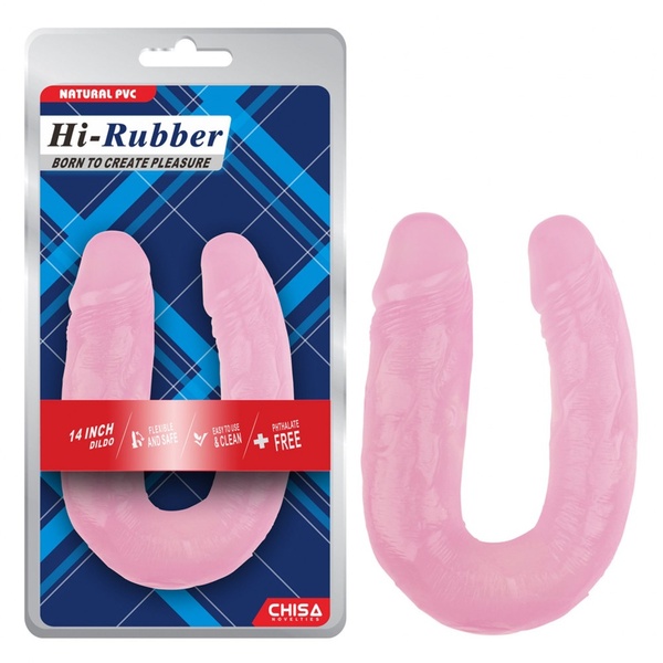 Фалоімітатор подвійний Chisa Hi-Rubber 14 Pink , CH41676